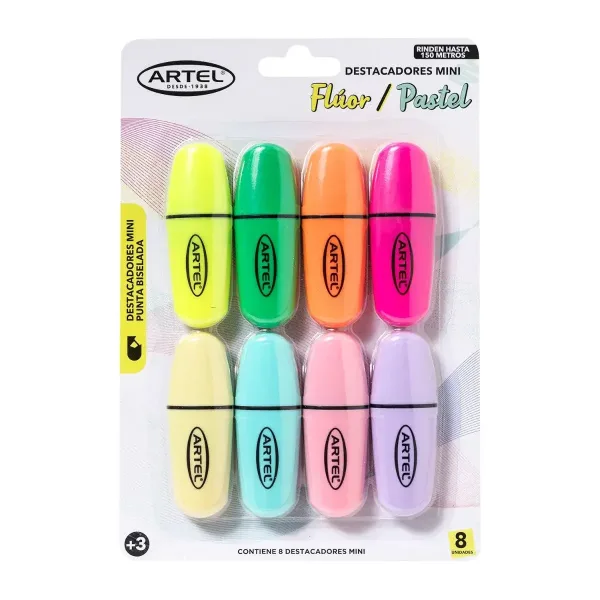 DestacadoresArtelMiniPastelFluor8Un