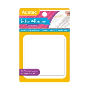 NOTAS ADHESIVAS ADETEC TRANSPARENTES 50un.76x76mm. - Imagen 1